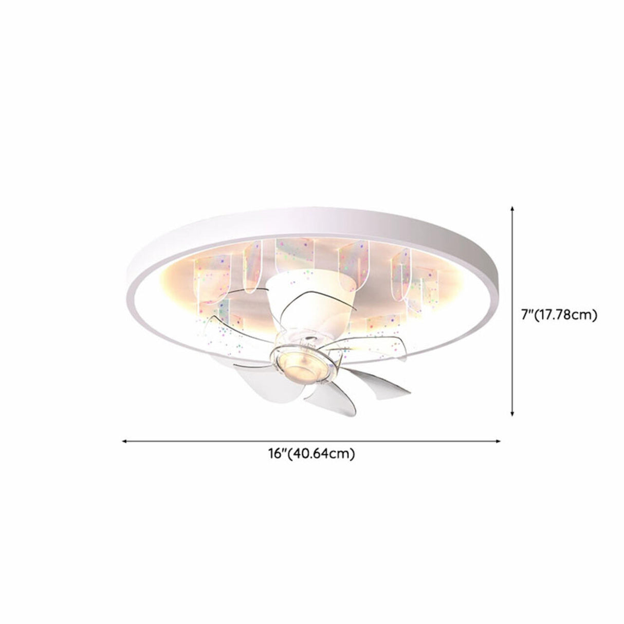 Flush Mount White Ring Ceiling Fan with LED Light 