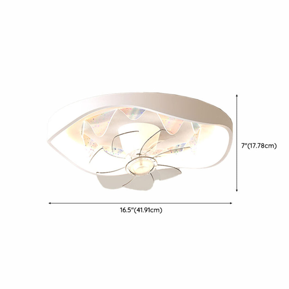 Flush Mount White Ring Ceiling Fan with LED Light Image - 14