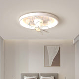 Flush Mount White Ring Ceiling Fan with LED Light Image - 2