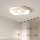 Flush Mount White Ring Ceiling Fan with LED Light Image - 4