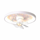 Flush Mount White Ring Ceiling Fan with LED Light Image - 5