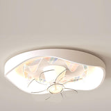 Flush Mount White Ring Ceiling Fan with LED Light Image - 6