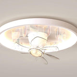 Flush Mount White Ring Ceiling Fan with LED Light Image - 8