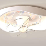 Flush Mount White Ring Ceiling Fan with LED Light Image - 9