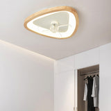 Flush Mount Wood 3 Clear Blades Ceiling Fan with Light Image - 4