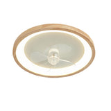 Flush Mount Wood 3 Clear Blades Ceiling Fan with Light Image - 5