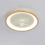 Flush Mount Wood 3 Clear Blades Ceiling Fan with Light Image - 6