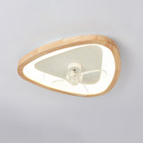 Flush Mount Wood 3 Clear Blades Ceiling Fan with Light Image - 7