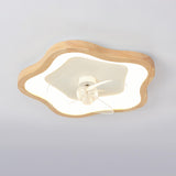 Flush Mount Wood 3 Clear Blades Ceiling Fan with Light Image - 8