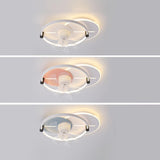 Flush Mounted Round Dimming Ceiling Fan with LED Light Image - 11