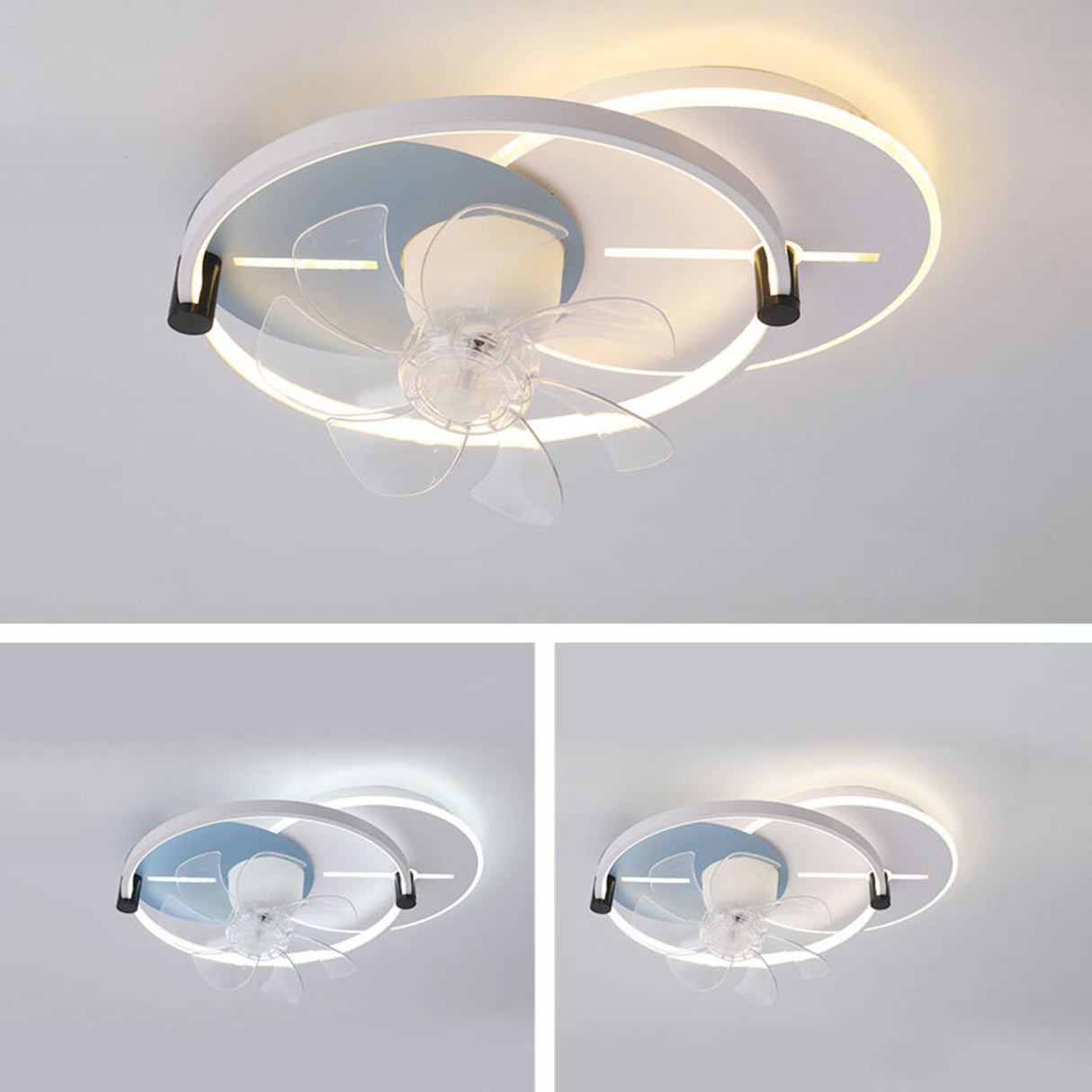 Flush Mounted Round Dimming Ceiling Fan with LED Light Image - 12