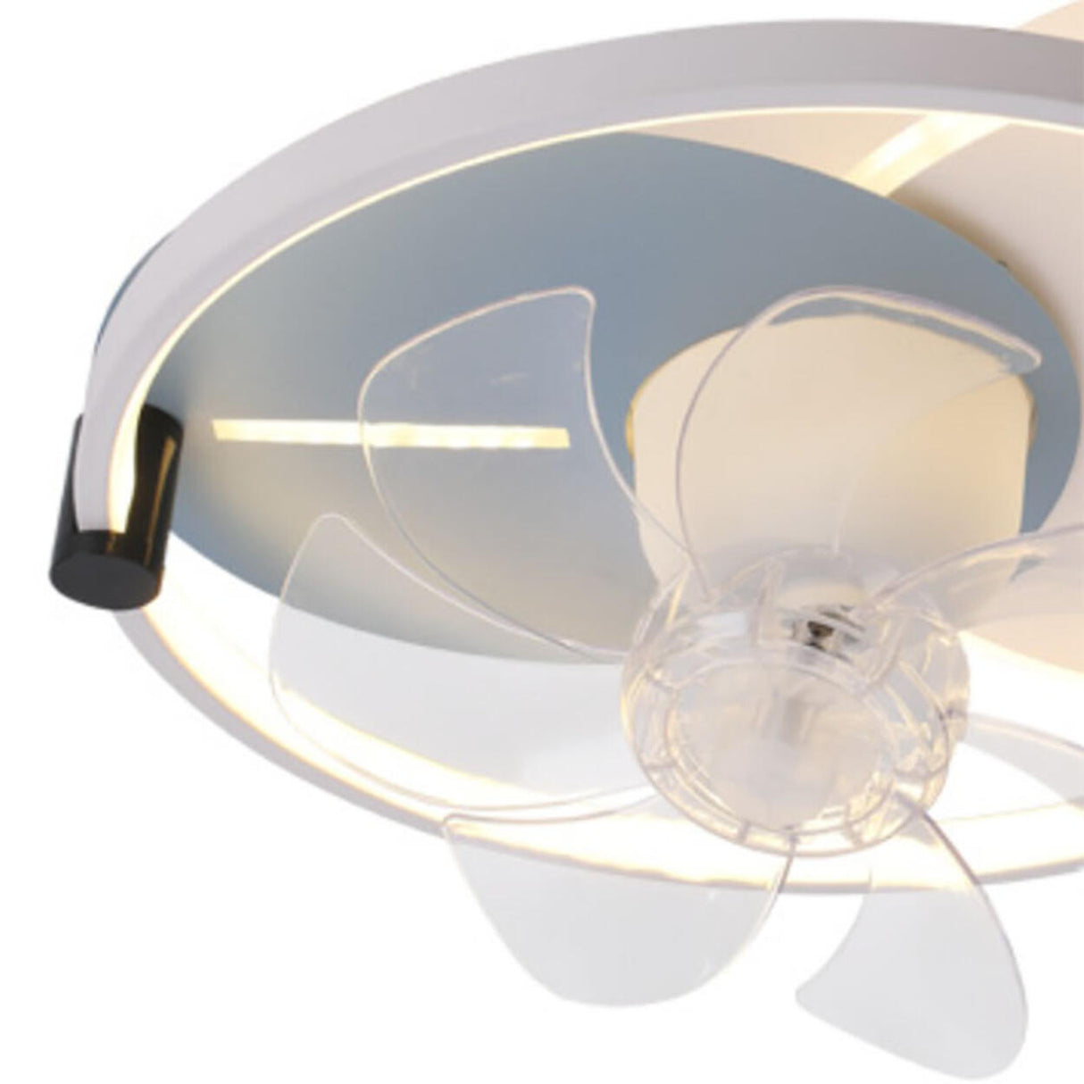 Flush Mounted Round Dimming Ceiling Fan with LED Light Image - 15