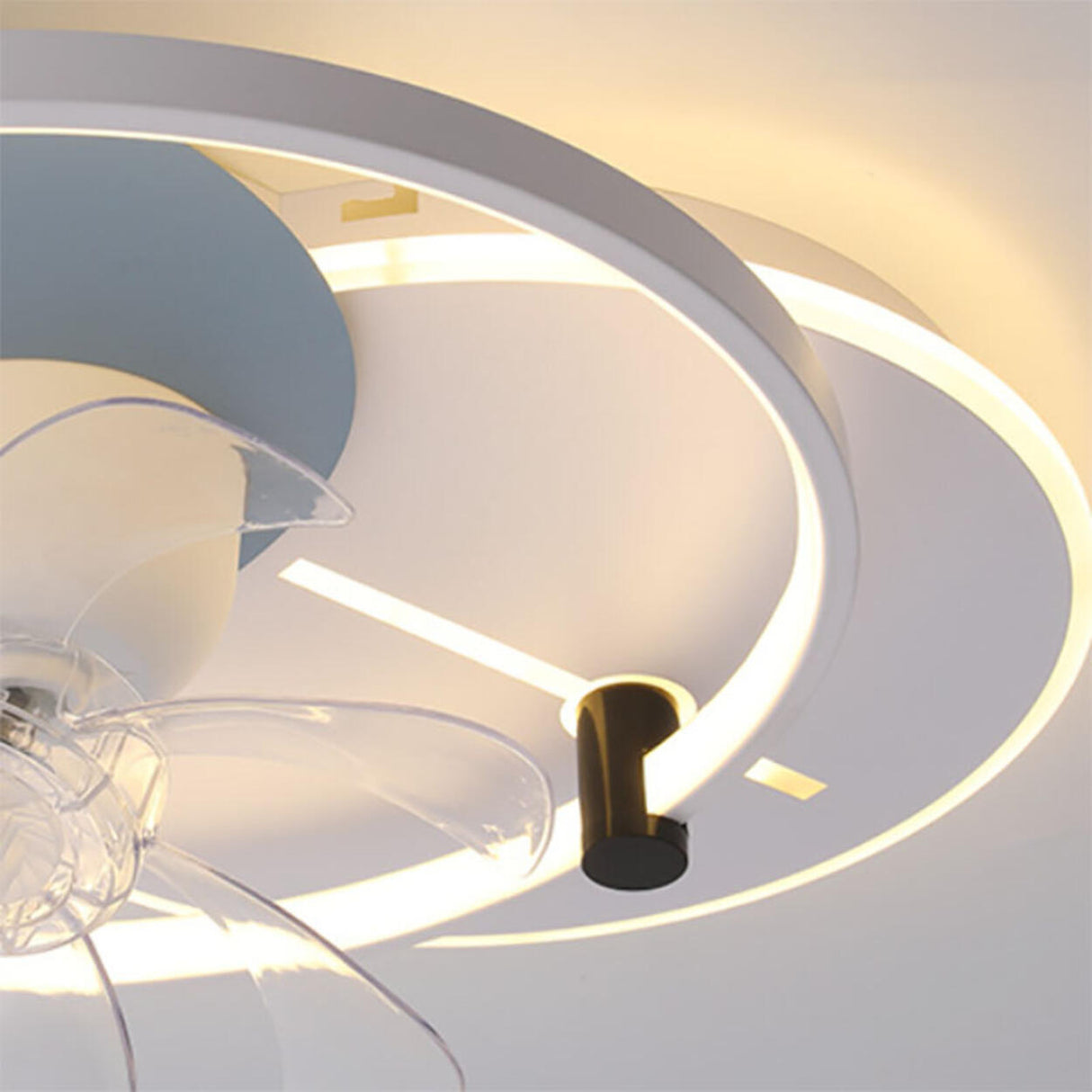 Flush Mounted Round Dimming Ceiling Fan with LED Light Image - 16