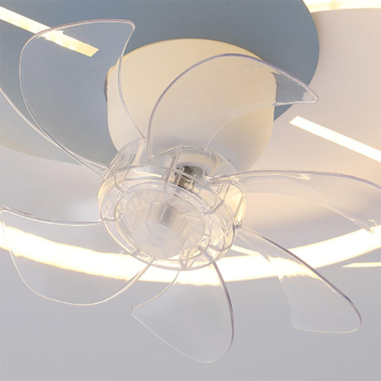 Flush Mounted Round Dimming Ceiling Fan with LED Light Image - 17