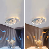 Flush Mounted Round Dimming Ceiling Fan with LED Light Image - 18