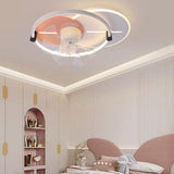 Flush Mounted Round Dimming Ceiling Fan with LED Light Image - 20