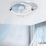 Flush Mounted Round Dimming Ceiling Fan with LED Light Image - 21