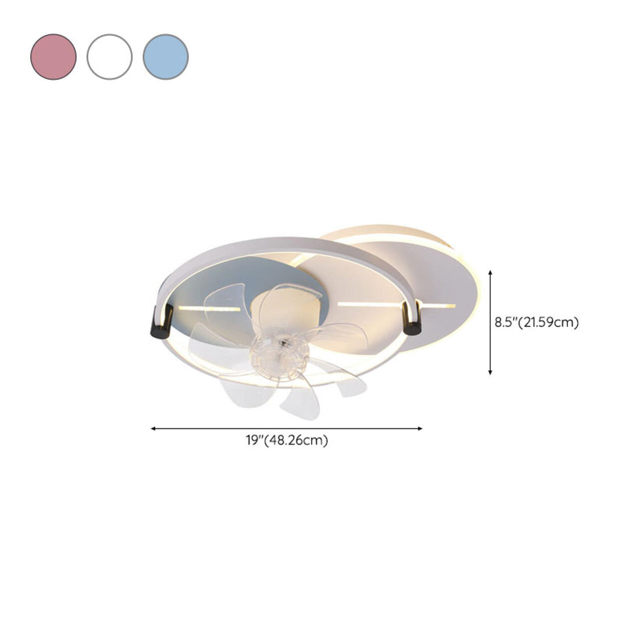 Flush Mounted Round Dimming Ceiling Fan with LED Light 