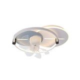 Flush Mounted Round Dimming Ceiling Fan with LED Light Image - 5