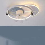 Flush Mounted Round Dimming Ceiling Fan with LED Light Image - 9