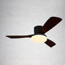 Flush Mounted Solid Wood 3 Blade LED Ceiling Fan Light Image - 3