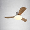 Flush Mounted Solid Wood 3 Blade LED Ceiling Fan Light Image - 5