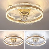 Flush Round Crystal Modern LED Ceiling Fan with Light Image - 10