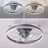 Flush Round Crystal Modern LED Ceiling Fan with Light Image - 12