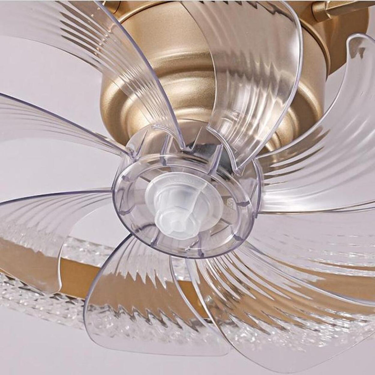 Flush Round Crystal Modern LED Ceiling Fan with Light Image - 2