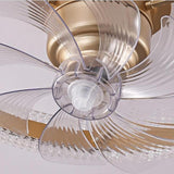 Flush Round Crystal Modern LED Ceiling Fan with Light Image - 2