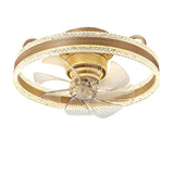 Flush Round Crystal Modern LED Ceiling Fan with Light Image - 8