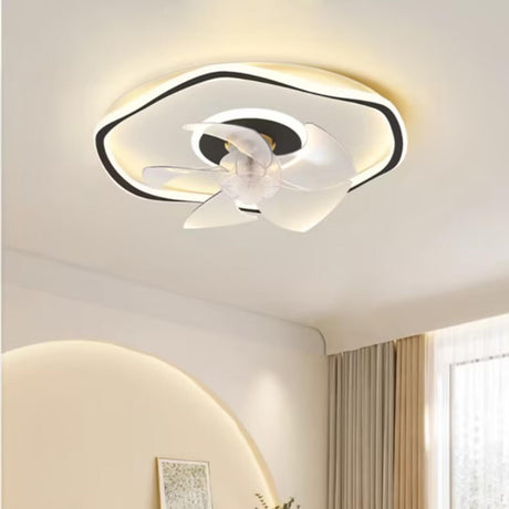 Flush Round Wave Modern Remote Ceiling Fan with Light Image - 1