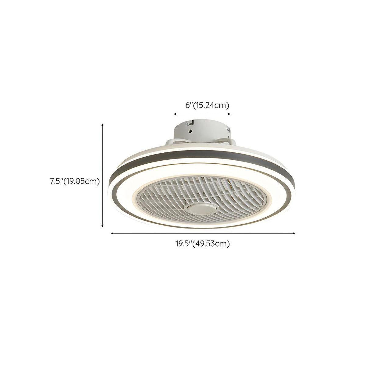 Flush Round White Bladeless Ceiling Fan with LED Light 