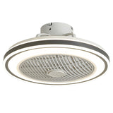 Flush Round White Bladeless Ceiling Fan with LED Light Image - 5