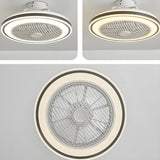 Flush Round White Bladeless Ceiling Fan with LED Light Image - 9