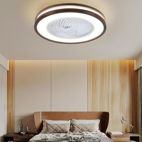 Flush Simple Round Remote Bladeless Ceiling Fan Light Image - 1