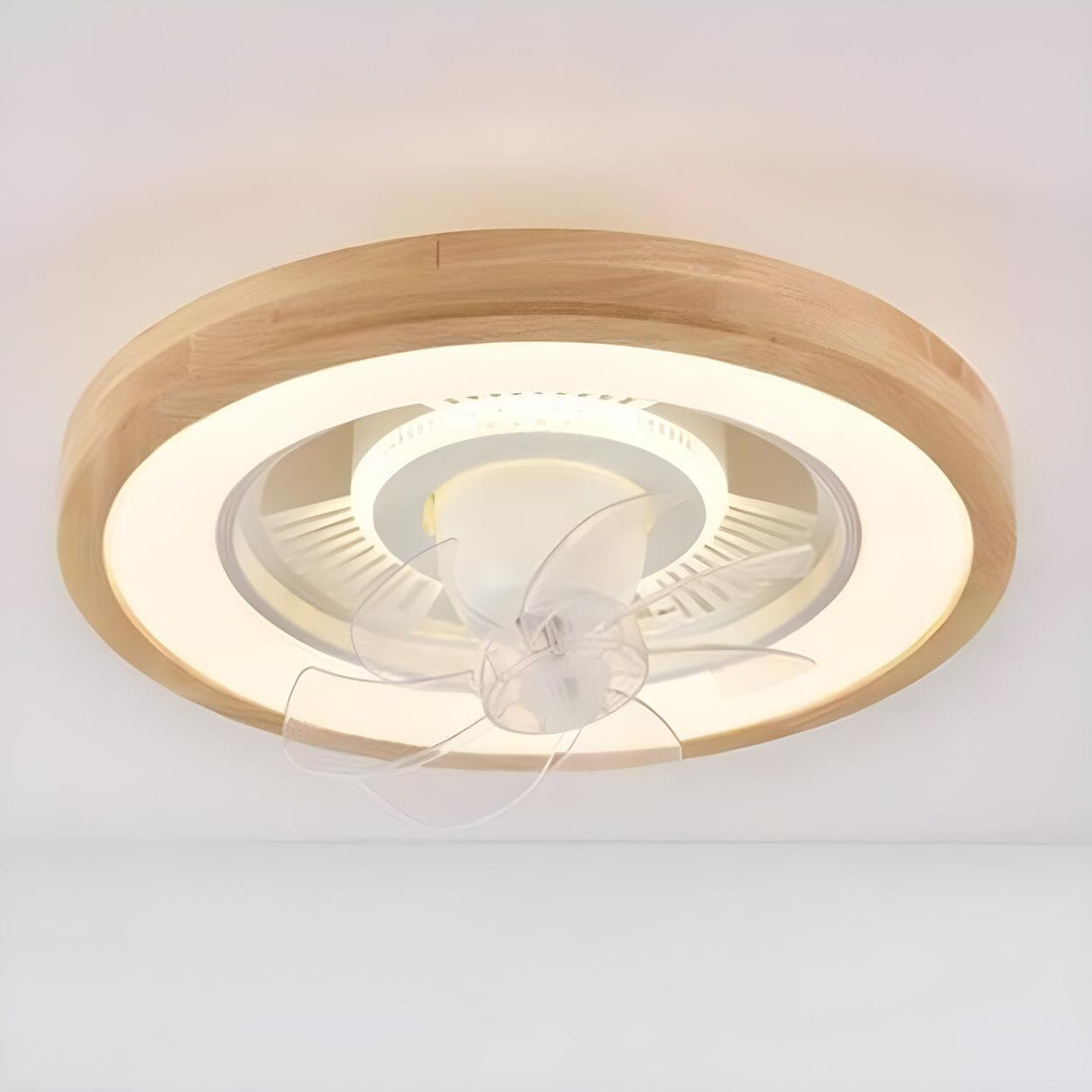 Flush Simple Round Remote Bladeless Ceiling Fan Light Image - 18