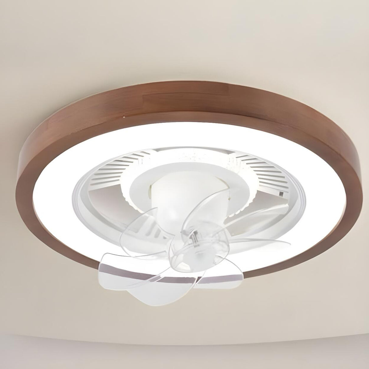 Flush Simple Round Remote Bladeless Ceiling Fan Light Image - 2