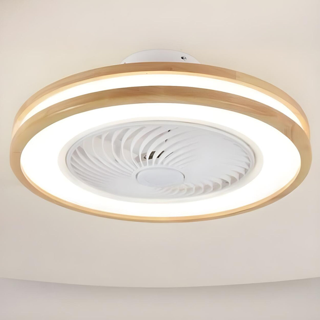 Flush Simple Round Remote Bladeless Ceiling Fan Light Image - 7