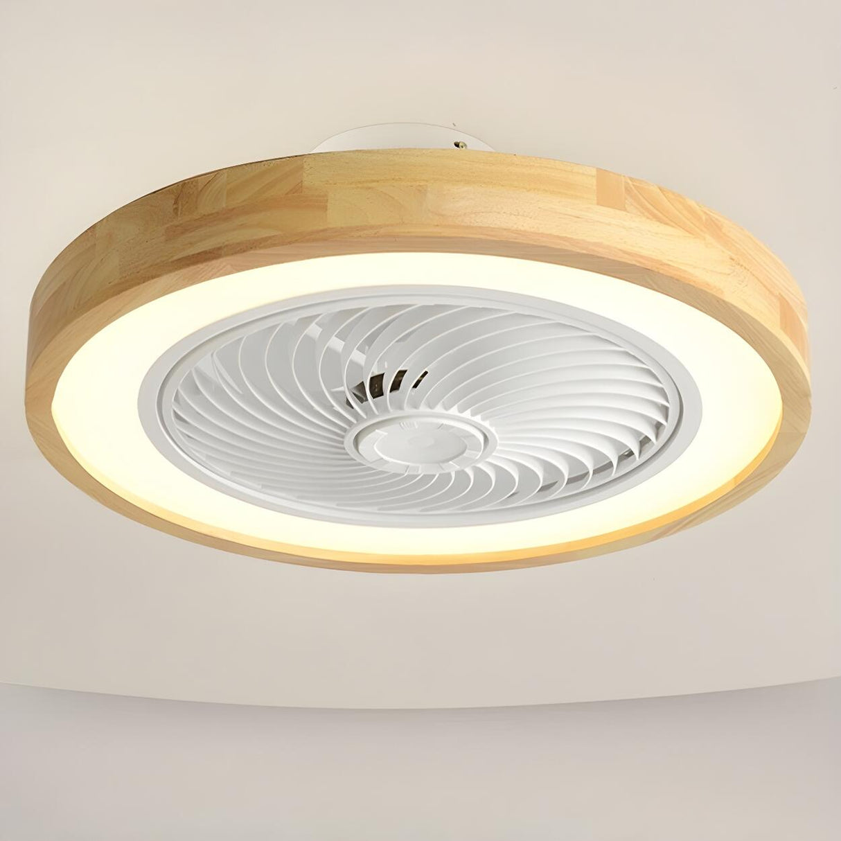 Flush Simple Round Remote Bladeless Ceiling Fan Light Image - 9