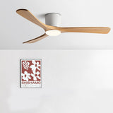 Flush Solid Wood 3 Blade Simple Ceiling Fan with Light Image - 1