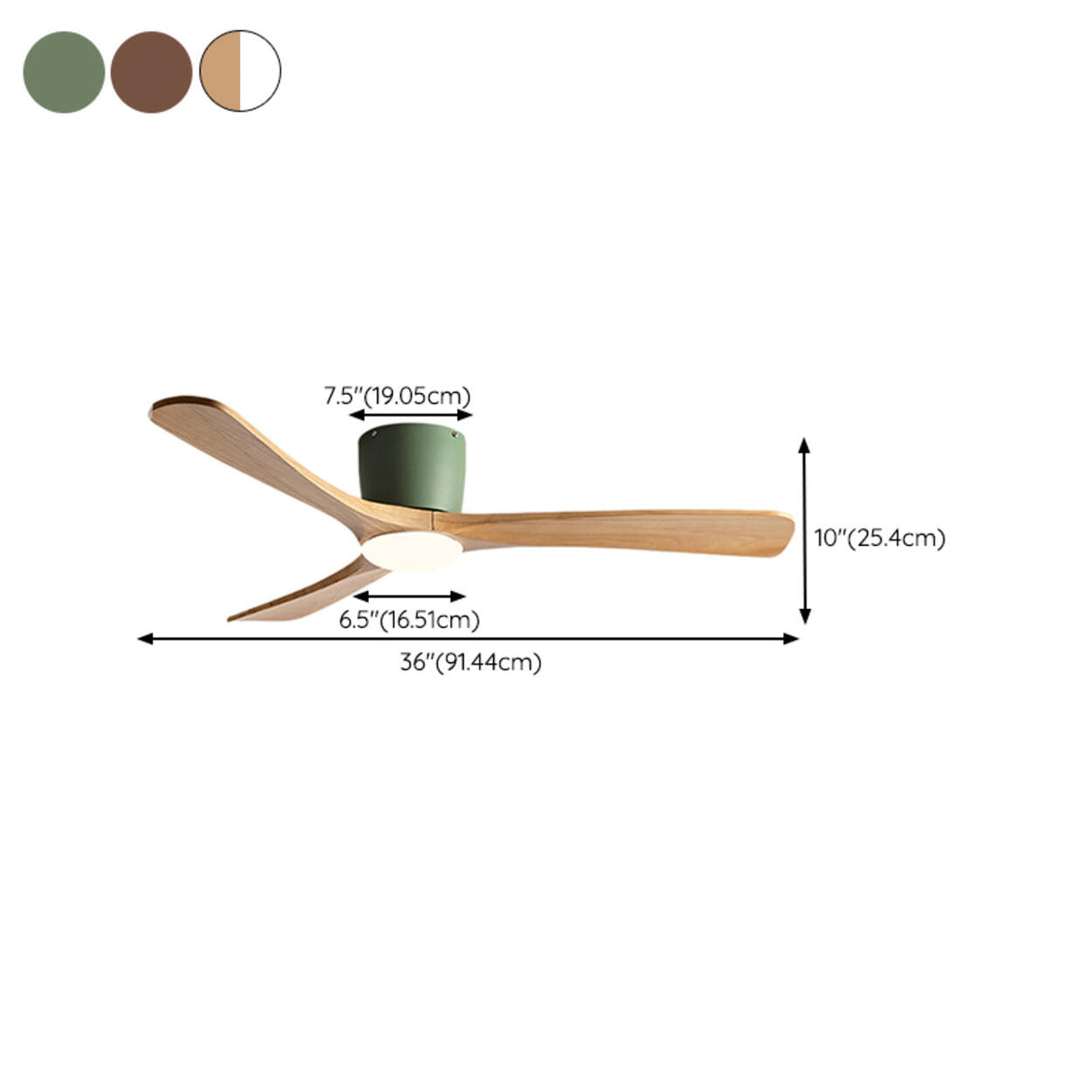 Flush Solid Wood 3 Blade Simple Ceiling Fan with Light Image - 10