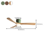 Flush Solid Wood 3 Blade Simple Ceiling Fan with Light Image - 10