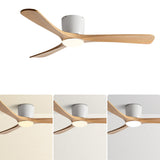 Flush Solid Wood 3 Blade Simple Ceiling Fan with Light Image - 4