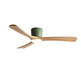 Flush Solid Wood 3 Blade Simple Ceiling Fan with Light Image - 5