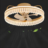 Flushmount Modish Crystal Round Ceiling Fan with Light Image - 10