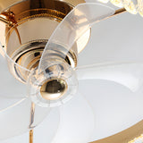 Flushmount Modish Crystal Round Ceiling Fan with Light Image - 13