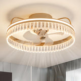 Flushmount Modish Crystal Round Ceiling Fan with Light Image - 8