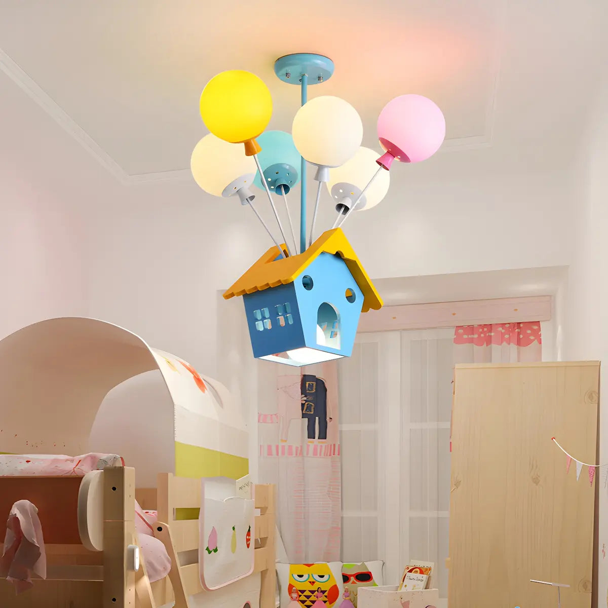 Fly House Ball Metal Kids Room Colorful 6-Light Chandelier Image - 3