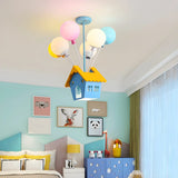 Fly House Ball Metal Kids Room Colorful 6-Light Chandelier Image - 4